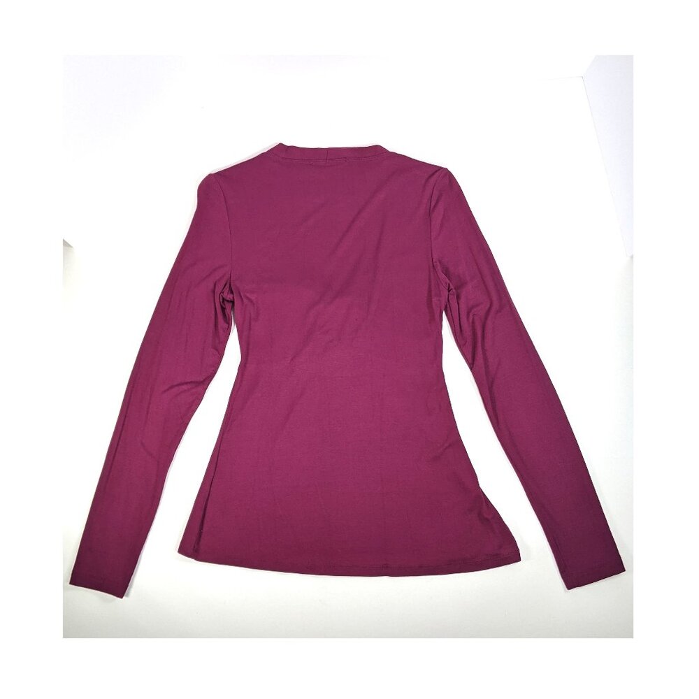 Vertigo Y2K ruched bodycon medallion Baby Doll stretch tunic top Sz M Purple - Picture 5 of 6
